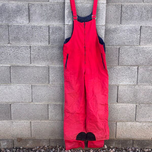 VINTAGE Snowy Mountain Overalls Snow Bib Ski Bib Women's L - XL Red